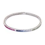 18k Solid Gold Multi Sapphire Diamond Bracelet - Image 5
