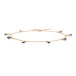 18k Solid Gold Blue Sapphire Charm Bracelet - Image 3