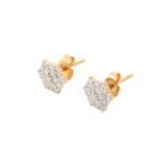 14K Yellow Gold Cluster Natural Diamond Studs - Image 4