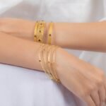 14K Solid Gold Sapphire Bangle - Image 6