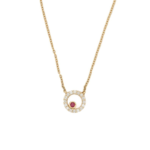14K Solid Gold Ruby Diamond Necklace