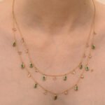 14K Solid Gold Emerald and Diamond Station Charm Necklace - Image 2