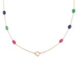 14K Solid Gold Multi-Gemstone Chain Necklace - Image 3