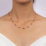 14K Solid Gold Multi-Gemstone Chain Necklace - Image 2