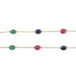 14K Solid Gold Multi-Gemstone Chain Necklace - Image 4