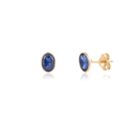 18k Solid Gold Blue Sapphire Studs - Image 2
