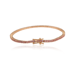 18k Solid Gold Pink Sapphire Sleek Bracelet - Image 3