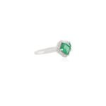 14K Solid Gold Emerald Diamond Toi et Moi Ring - Image 4