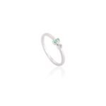 18K Solid Gold Emerald Diamond Toi Et Moi Ring - Image 3
