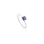 18K Solid Gold Blue Sapphire Statement Ring - Image 3