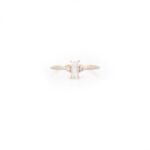 14K Solid Gold Baguette Cut Moonstone Statement Ring