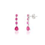 14K Solid Gold Ruby Dangle Earrings - Image 2
