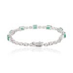 14K Solid Gold Emerald Diamond Designer Bracelet - Image 5