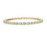 14K Solid Gold Emerald and Diamond Designer Tennis Bracelet