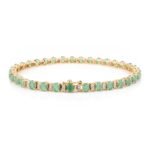 14K Solid Gold Emerald and Diamond Designer Tennis Bracelet - Image 3