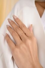 14K Solid Gold Pink Tourmaline Stacking Band - Image 2