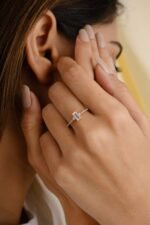 14K Solid Gold Baguette Cut Moonstone Statement Ring - Image 2