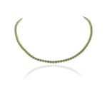 14K Solid Gold Round Cut Emerald Tennis Necklace