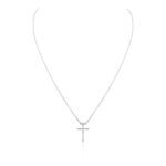 14K Gold Natural Diamond Cross Pendant Necklace