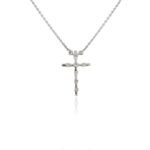 14K Gold Natural Diamond Cross Pendant Necklace - Image 2