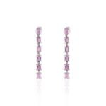 14K Solid Gold Pink Sapphire Diamond Cocktail Earrings - Image 3