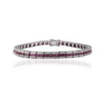 18k Solid Gold Ruby Diamond Tennis Bracelet