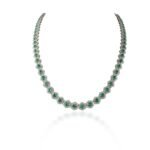 14K Solid Gold Round Emerald & Diamond Choker Necklace