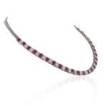 14K Solid Gold Ruby Diamond Tennis Necklace - Image 5