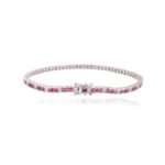 14K Solid Gold Ruby Diamond Tennis Bracelet - Image 5