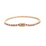 14K Solid Gold Ruby Diamond Tennis Bracelet - Image 5
