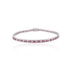 14K Solid Gold Ruby Diamond Tennis Bracelet