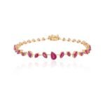 14K Solid Gold Ruby Gemstone Unique Bracelet