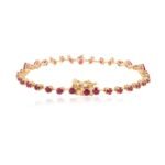 14K Solid Gold Ruby Gemstone Unique Bracelet - Image 3