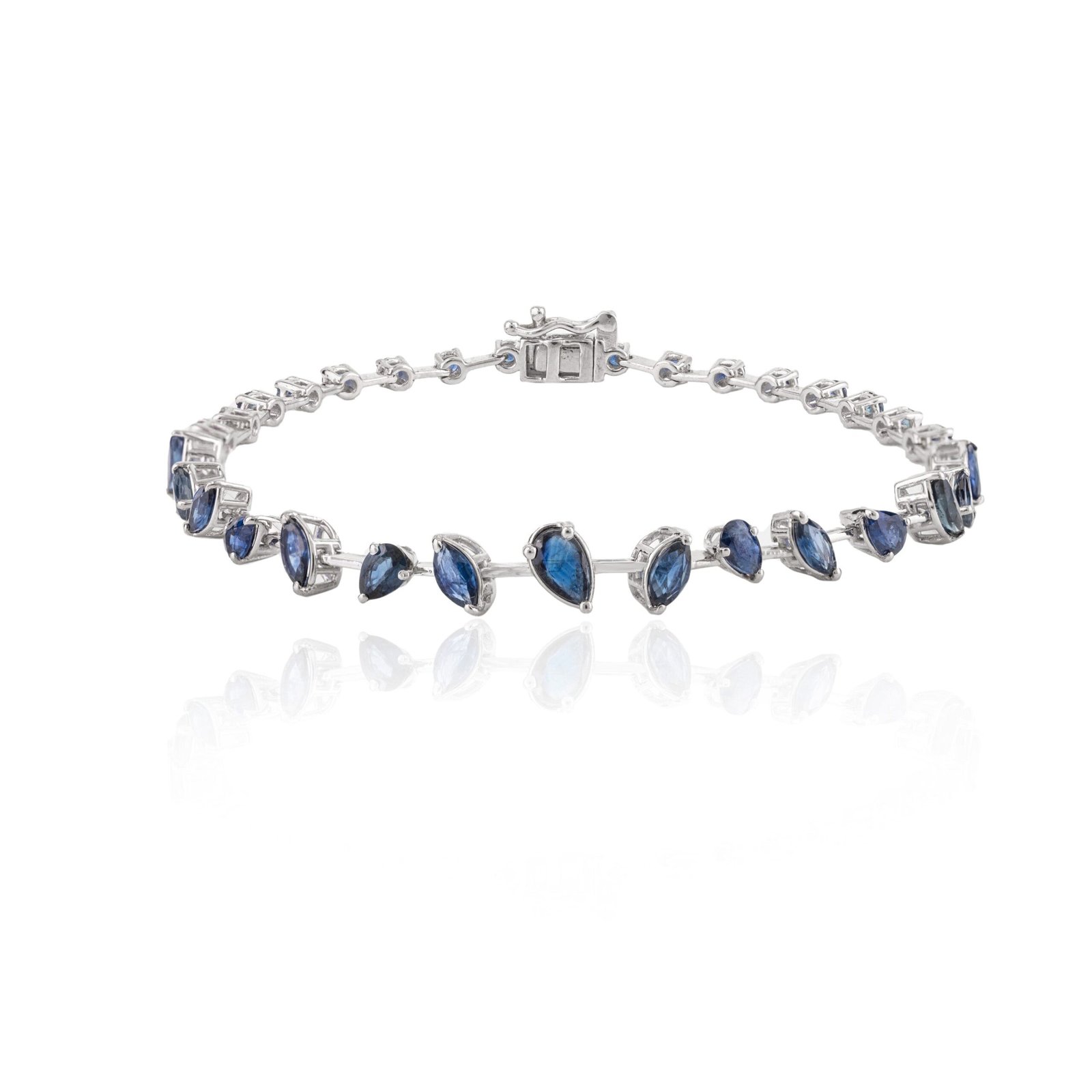 NM6_6488.jpg 18K Solid Gold Unique Blue Sapphire Tennis Bracelet - Image 1