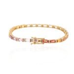 14K Solid Gold Multi Sapphire Tennis Bracelet