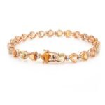 14K Solid Gold Multi Sapphire Heart Tennis Bracelet - Image 5