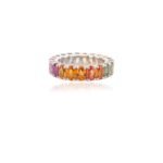 14K Solid Gold 6.54 CTW Multi Sapphire Eternity Band Ring