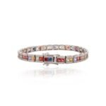 14K Solid Gold Multi Sapphire Tennis Bracelet - Image 3
