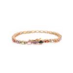 18k Solid Gold Multi Sapphire Tennis Bracelet - Image 5