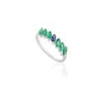 14K Solid Gold Emerald Sapphire Ring - Image 4
