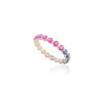14K Solid Gold Multi Sapphire Eternity Band - Image 4