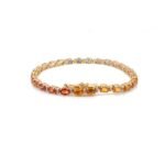 14K Solid Gold Multi Sapphire Tennis Bracelet - Image 6