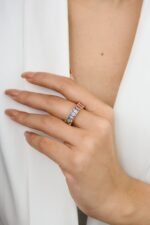 14K Solid Gold Multi Sapphire Eternity Band - Image 6