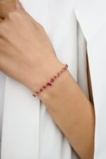14K Solid Gold Ruby Gemstone Unique Bracelet - Image 2