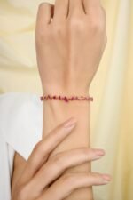 14K Solid Gold Ruby Gemstone Unique Bracelet - Image 4