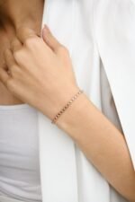 14K Solid Gold Ruby Diamond Tennis Bracelet - Image 2