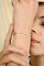 Princess Cut Diamond 14k Yellow Gold Tennis Bracelet - Image 4