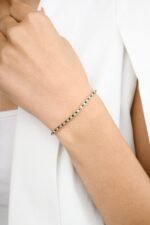 14K Solid Gold Blue Sapphire and Diamond Bracelet for Her - Image 4