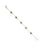 14K Solid Gold Emerald Chain Bracelet - Image 5