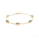 14K Solid Gold Emerald Chain Bracelet